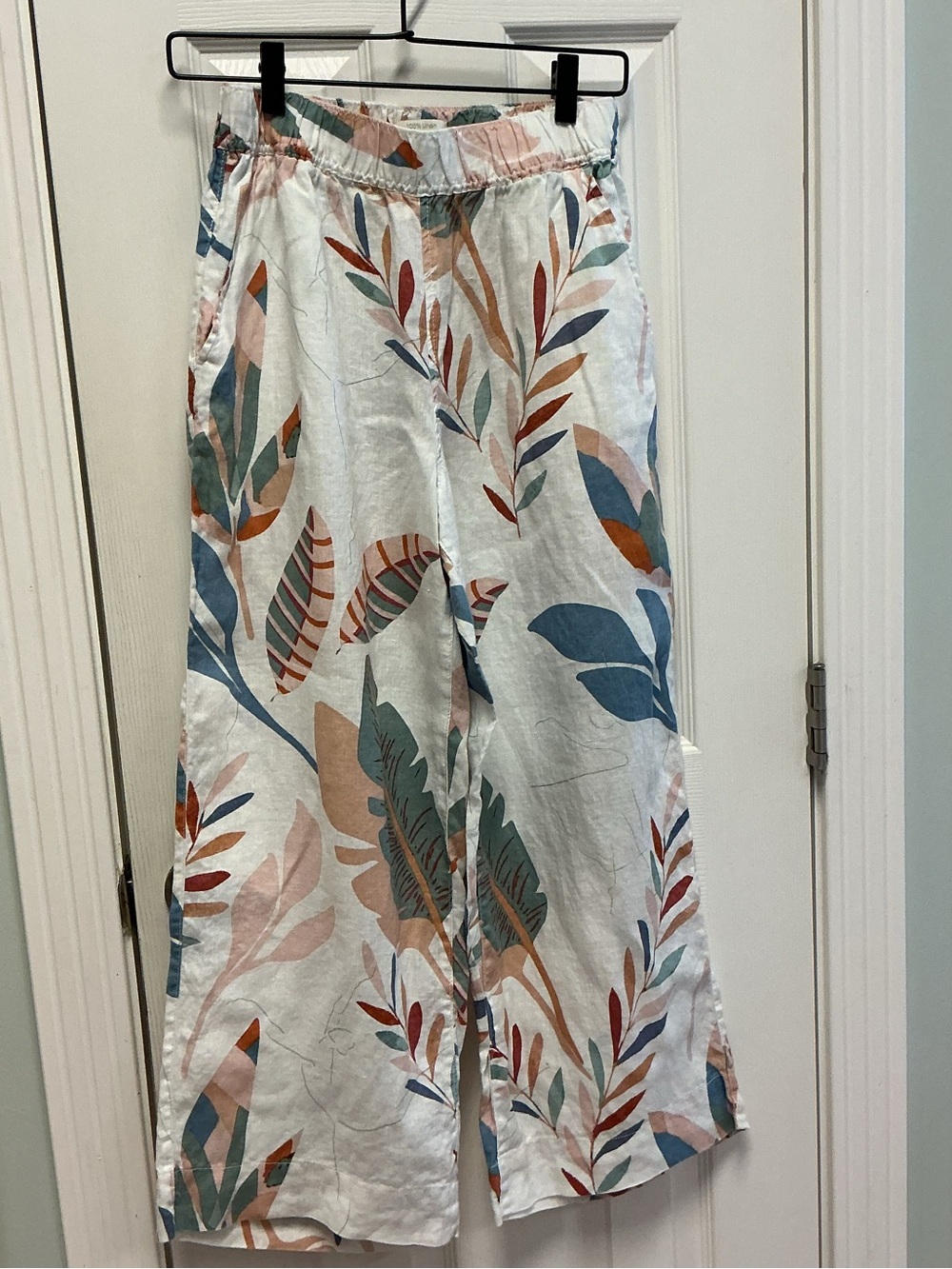 Cynthia Rowley SZ S 100% Linen Wide Leg Pant Tropical, Resort , Beach Wear